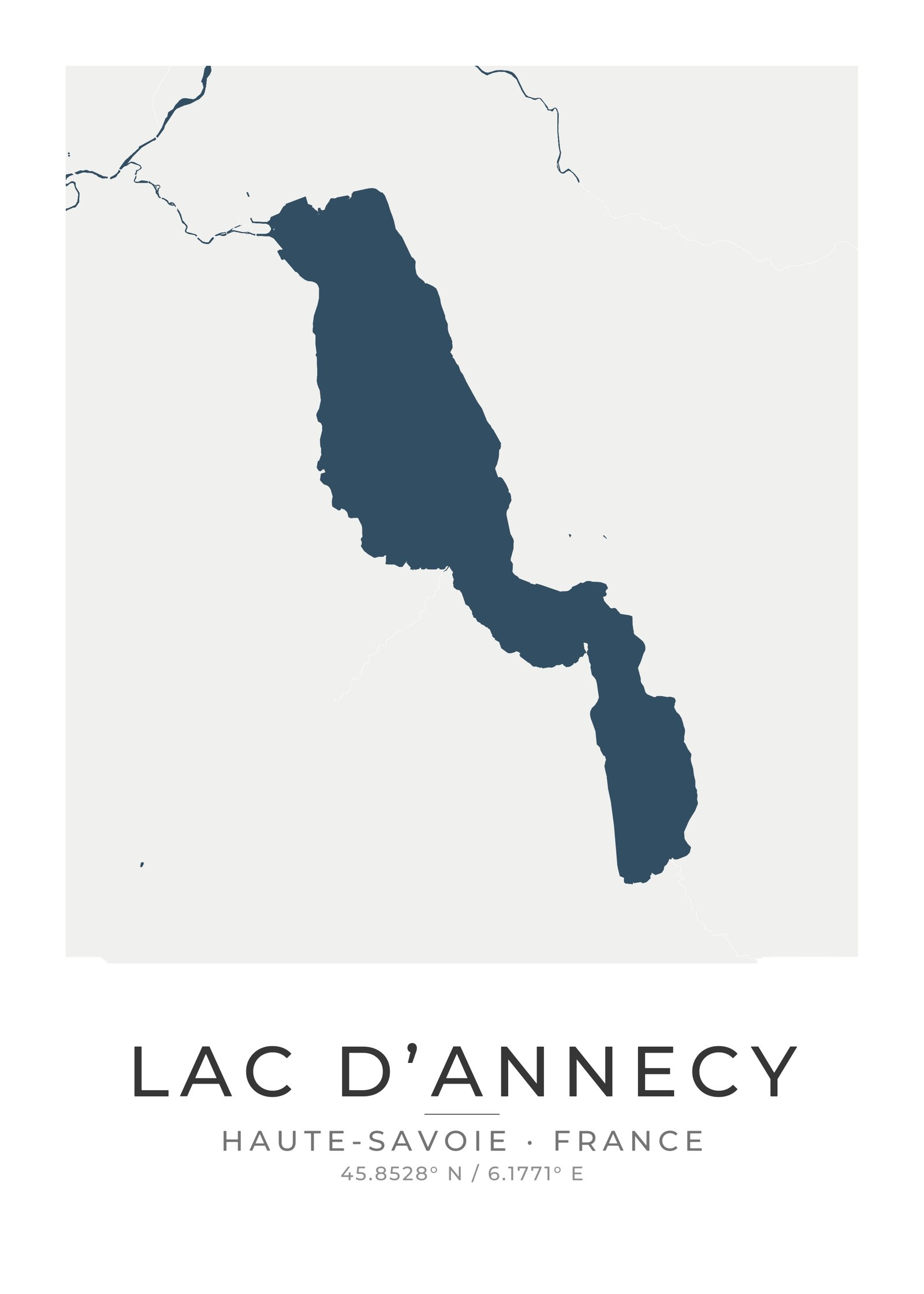 Lake Annecy Alps custom lake and city topography poster
